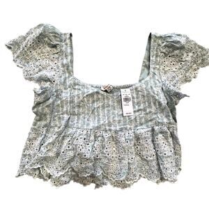 NWT American Eagle Sage Square Neck Peplum Blouse Size Medium